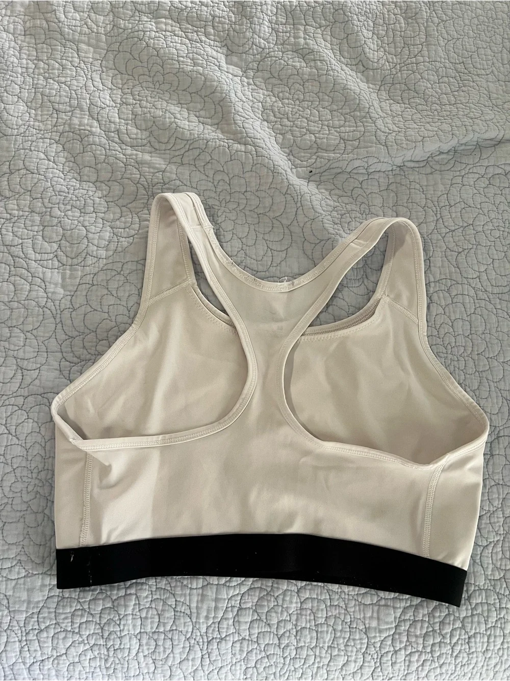 Nike White Dri-FIT Sports Bra with Black Hem